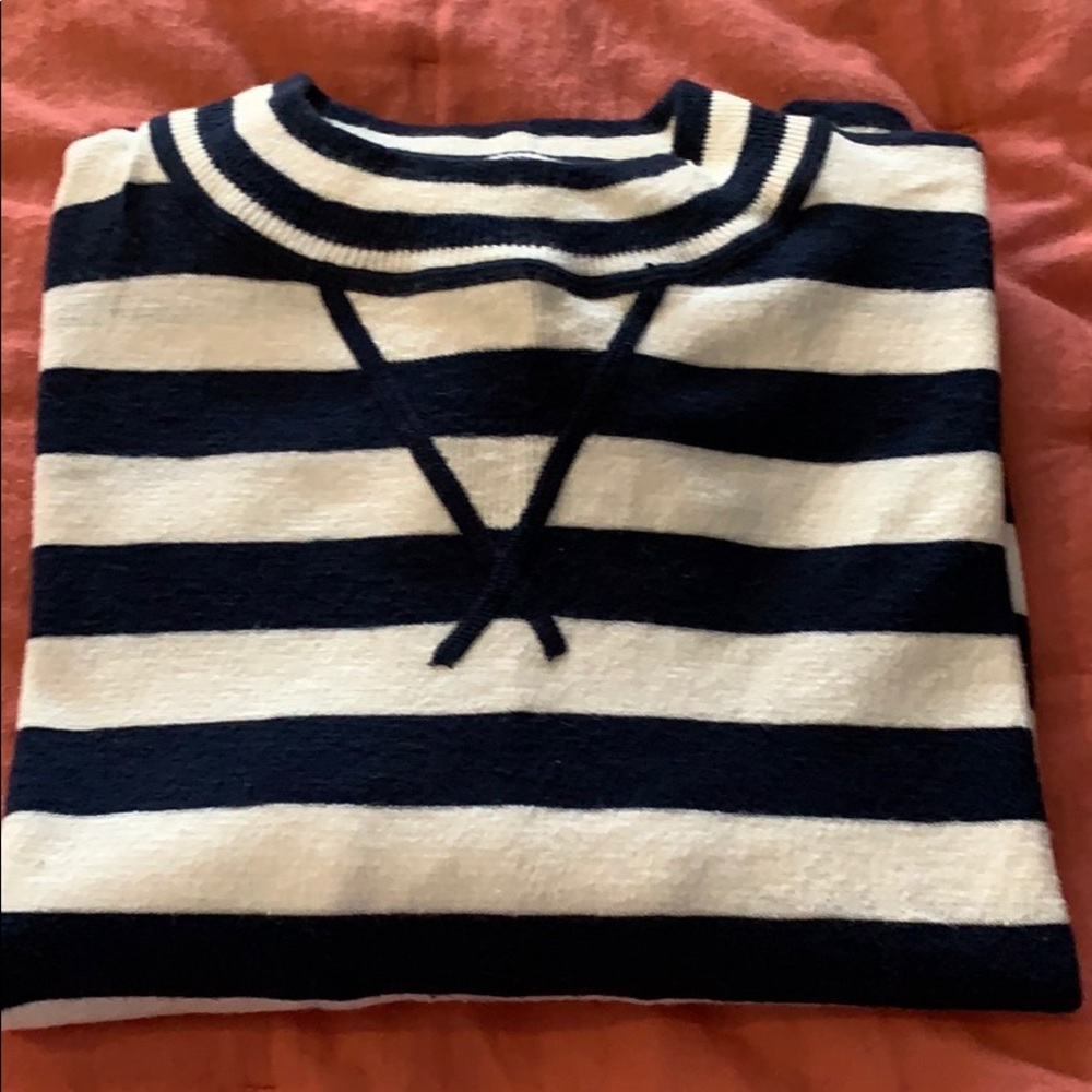Navy and white striped Madewell sweater